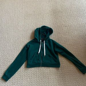 Green zip up cropped hoodie